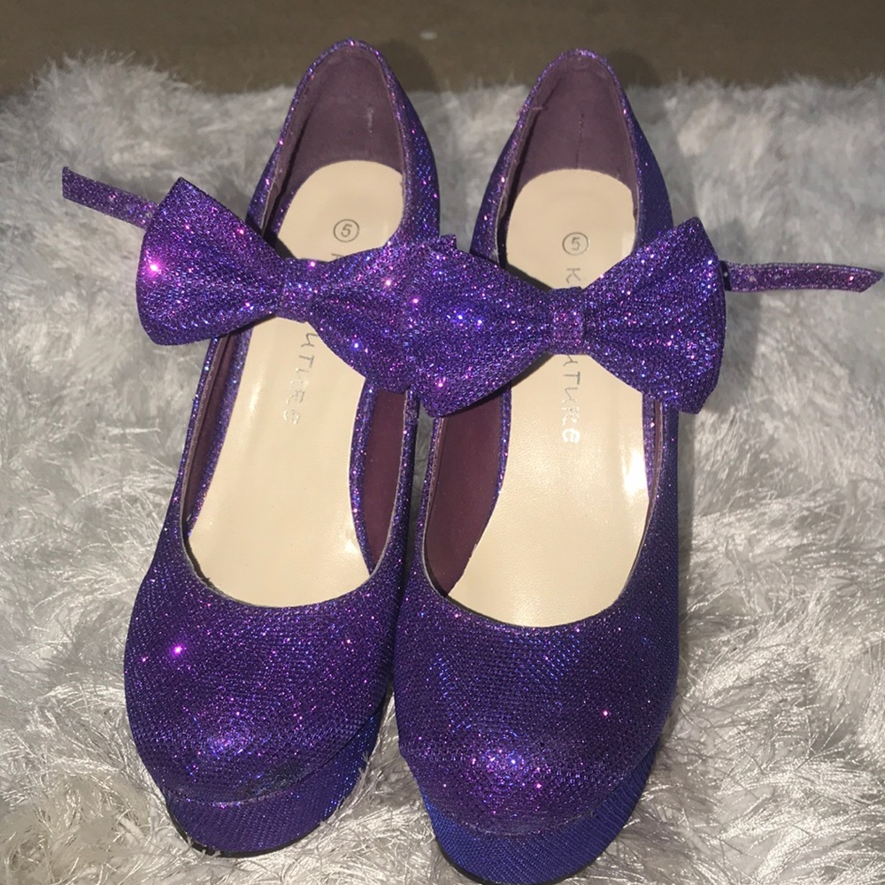 Purple glittery wedges